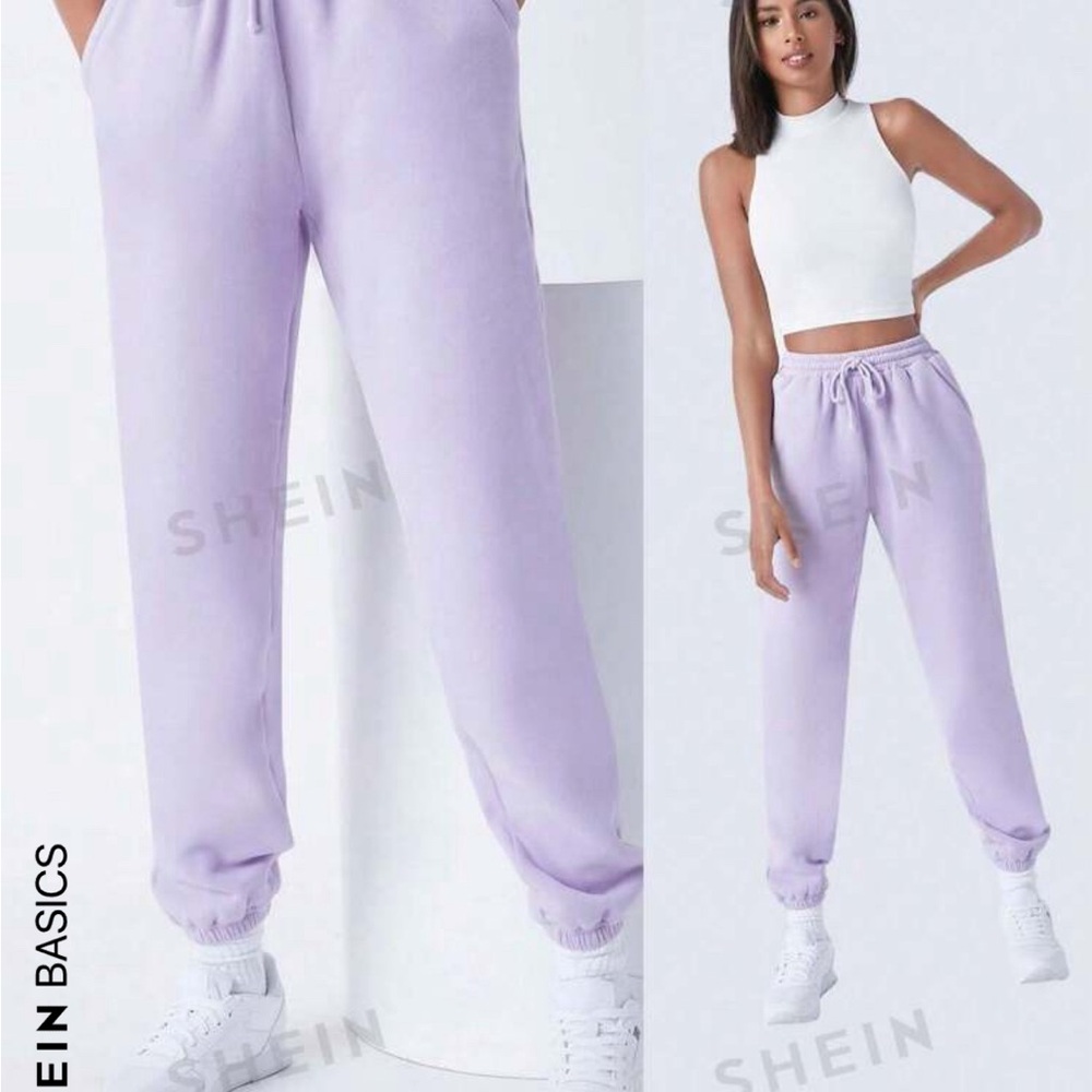 SHEIN Basics Lavender Drawstring Sweatpants